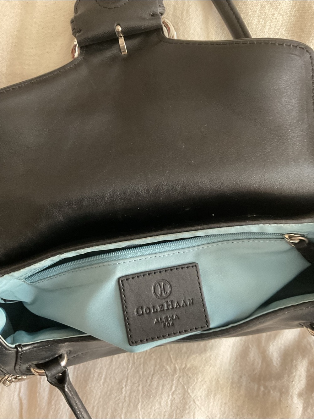 Cole Haan Black Shoulder Leather Bag with Silver Hardware. NWOT condition. OS - Picture 8 of 13